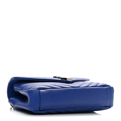 Saint Laurent Sheepskin Matelasse Chevron Monogram Medium College Bag Royal Blue 3 of 9