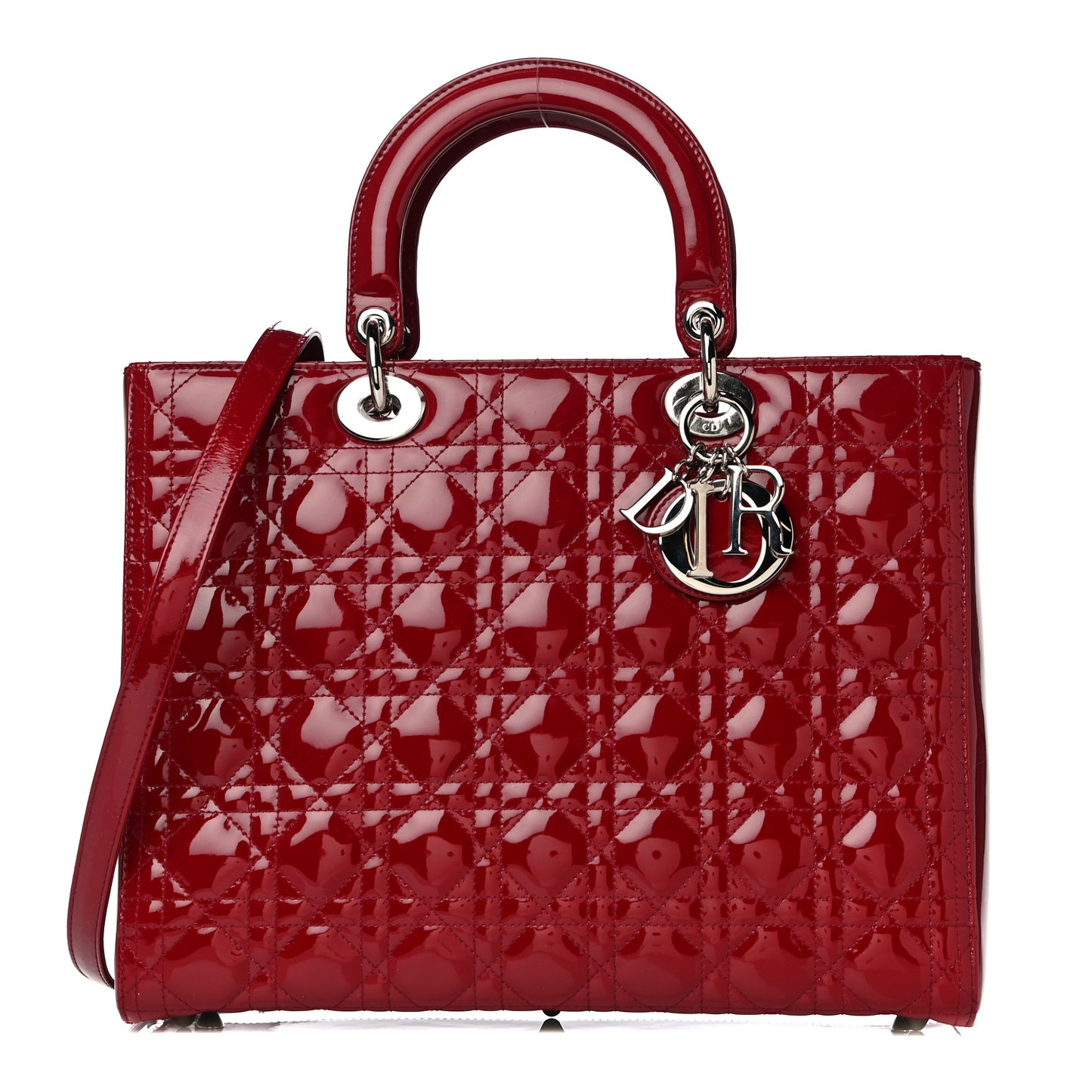 Patent Cannage Large Lady Dior Red