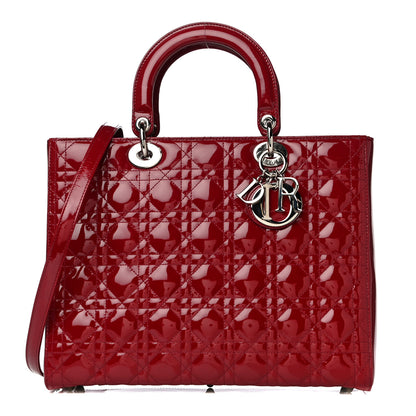 Christian Dior Patent Cannage Large Lady Dior Red 1 of 9