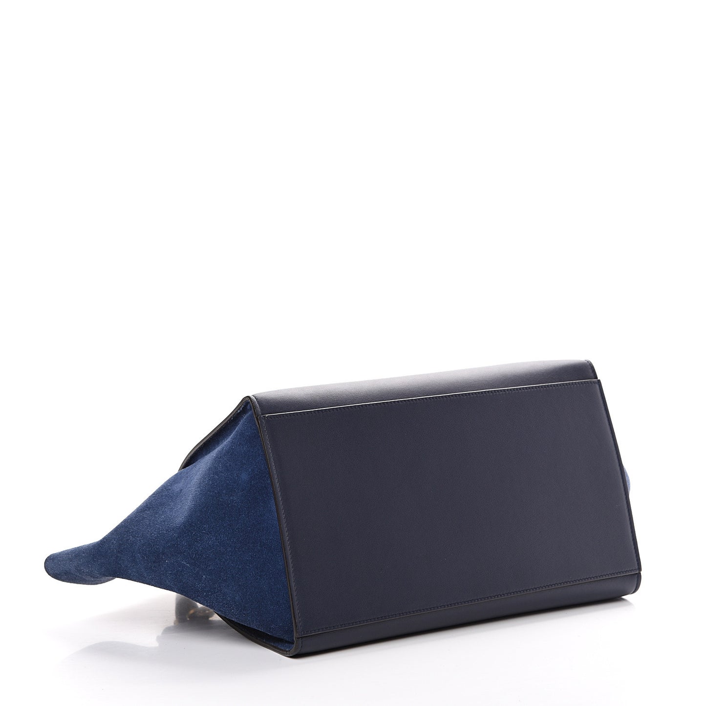 Drummed Calfskin Suede Medium Trapeze Navy Blue
