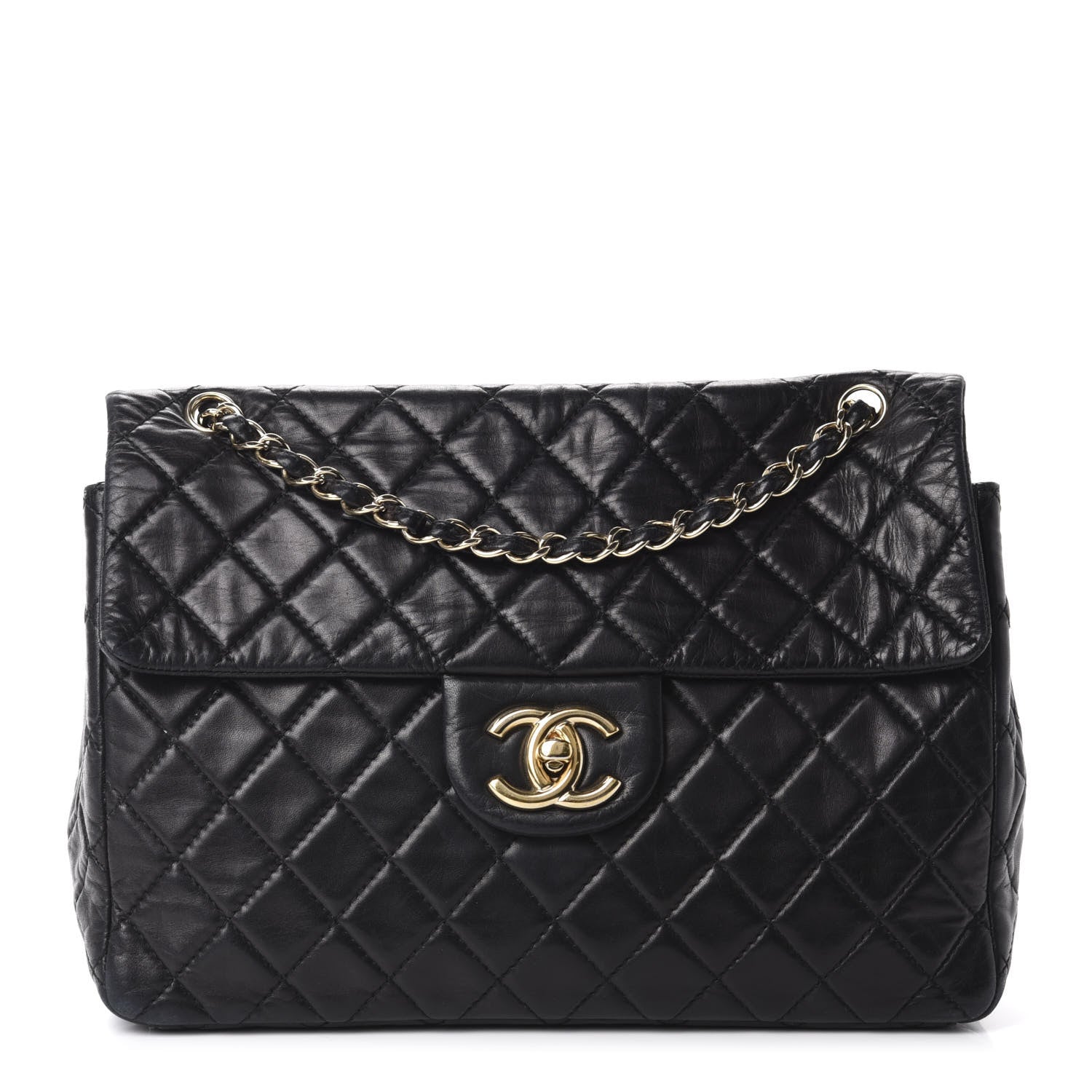 Chanel Washed Lambskin Quilted Maxi Single Flap Black 1 of 15