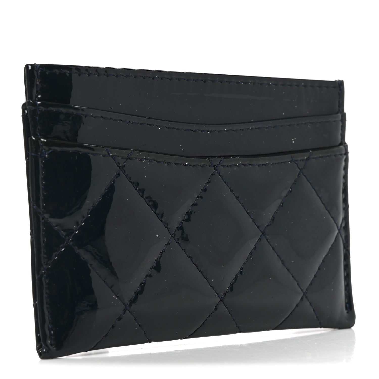 Chanel Patent Calfskin Quilted Card Holder Navy Blue 3 of 8