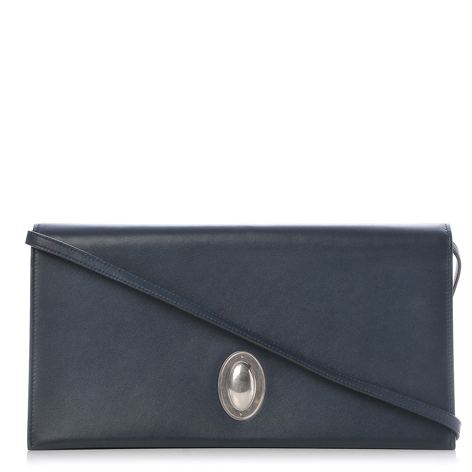 Celine Smooth Calfskin Oval Clutch Navy 1 of 8