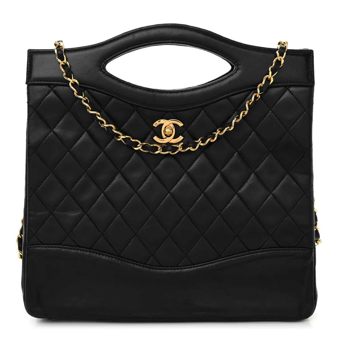 Lambskin Quilted 31 Shopping Bag Black