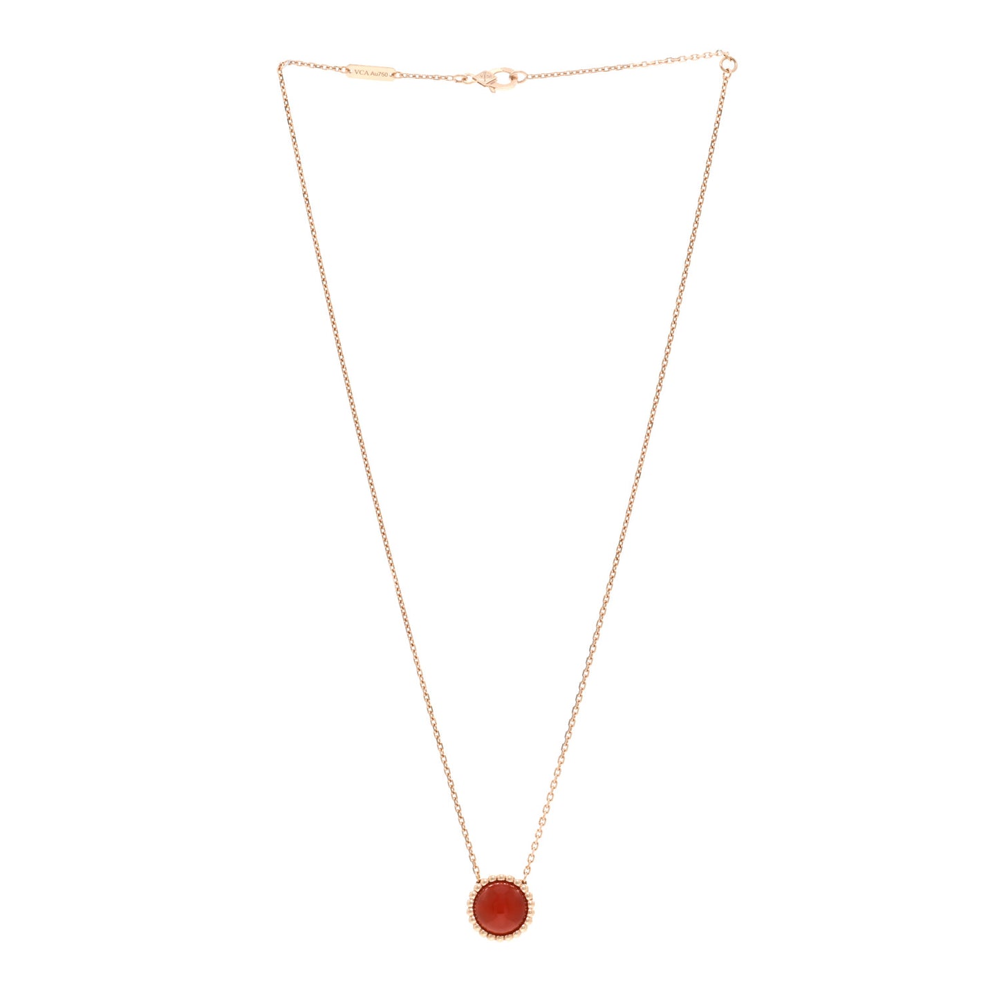 18K Rose Gold Carnelian Perlee Couleurs Pendant Necklace