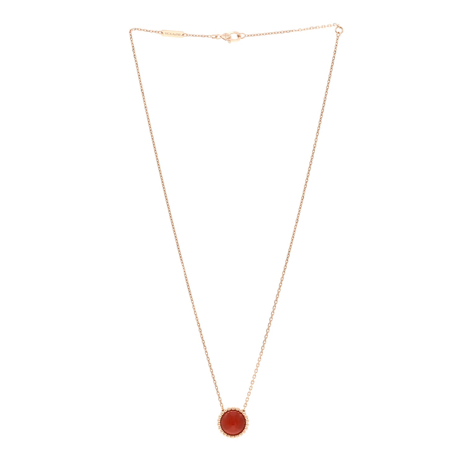 Van Cleef & Arpels 18K Rose Gold Carnelian Perlee Couleurs Pendant Necklace 3 of 6