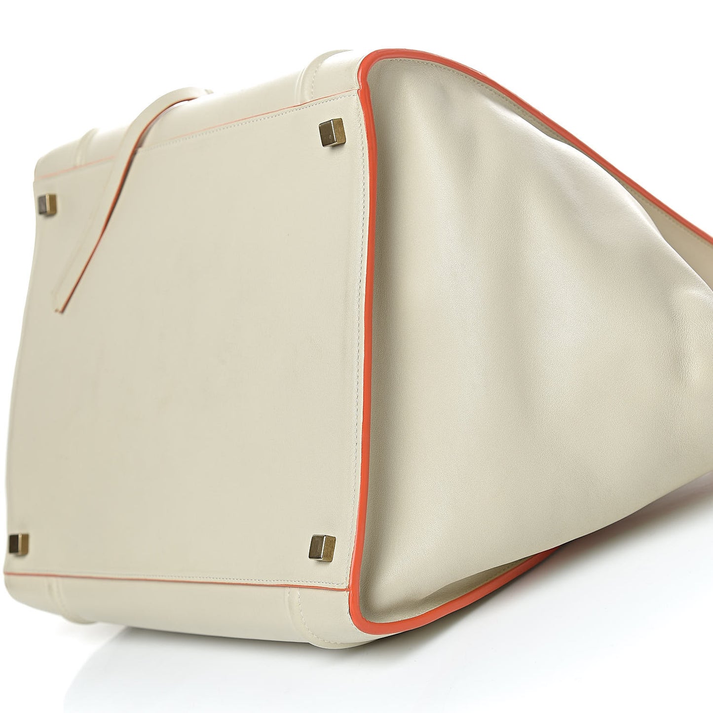 Smooth Calfskin Medium Phantom Luggage Chalk Orange Trim