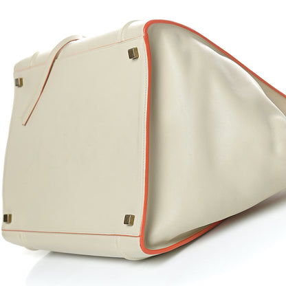 Celine Smooth Calfskin Medium Phantom Luggage Chalk Orange Trim 10 of 13