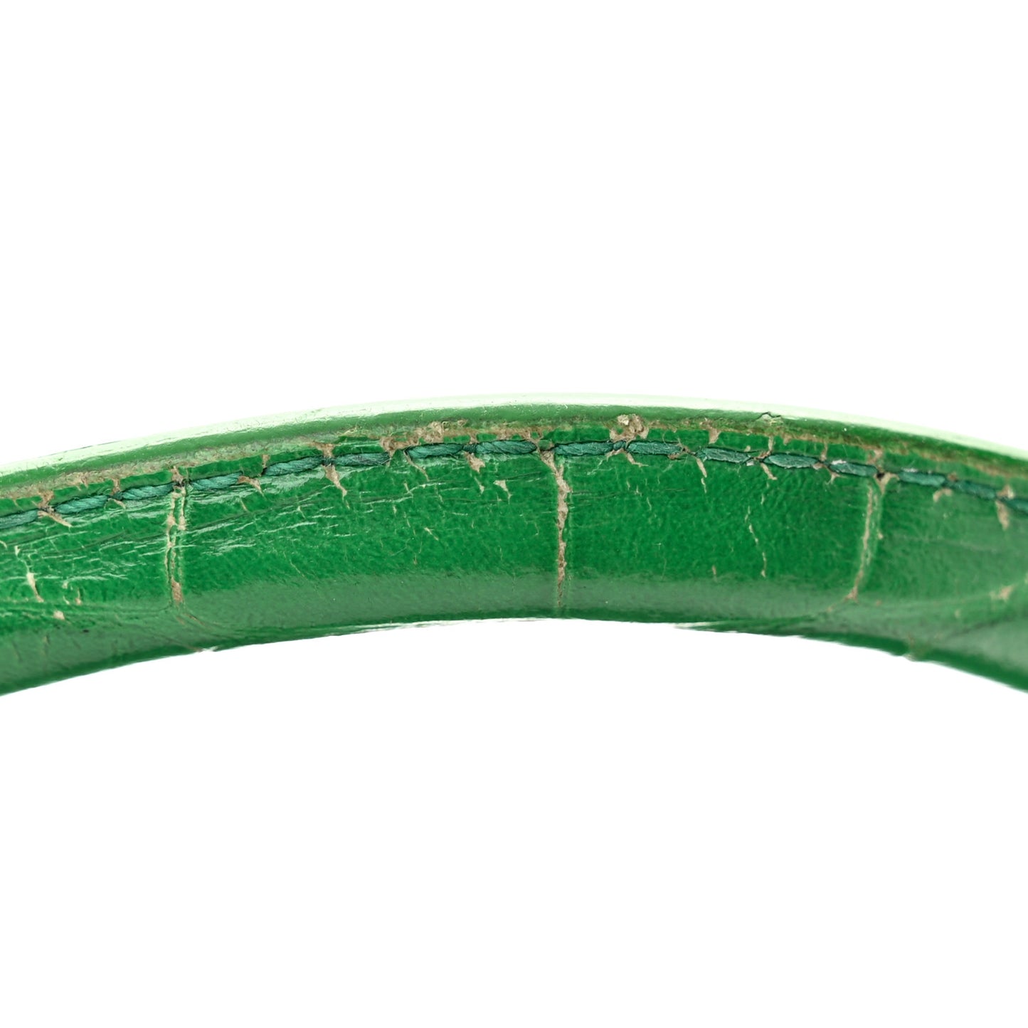 Shiny Calfskin Crocodile Embossed Small Hourglass Top Handle Bag Leaf Green