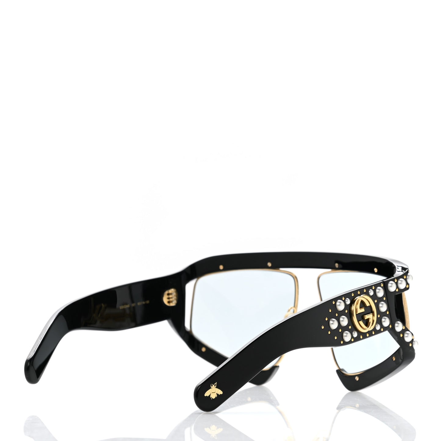 Acetate Pearl Rectangular Frame Sunglasses GG0234S Black