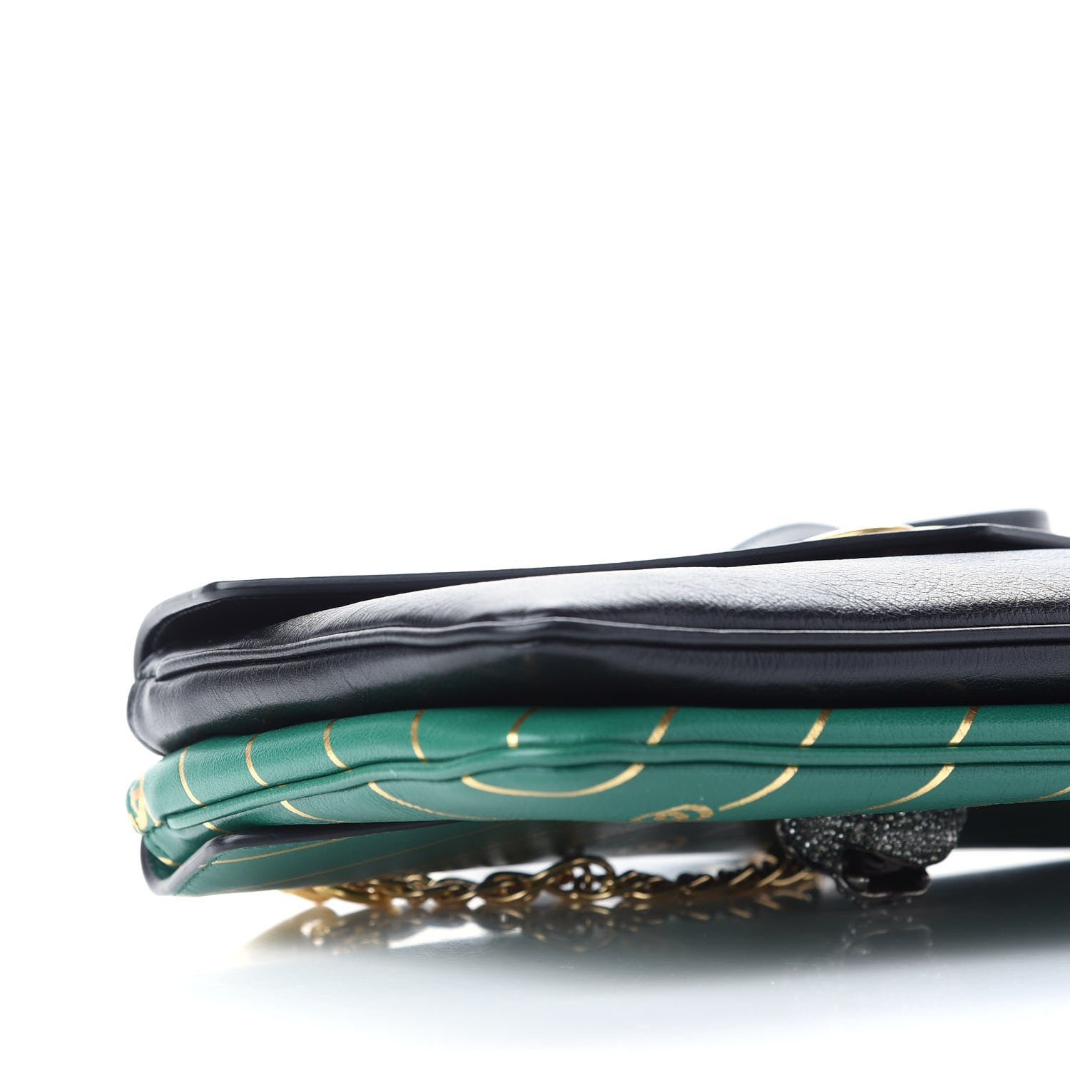 Gucci Calfskin Diagonal GG Medium Thiara Double Envelope Shoulder Bag Emerald Green Black 9 of 10
