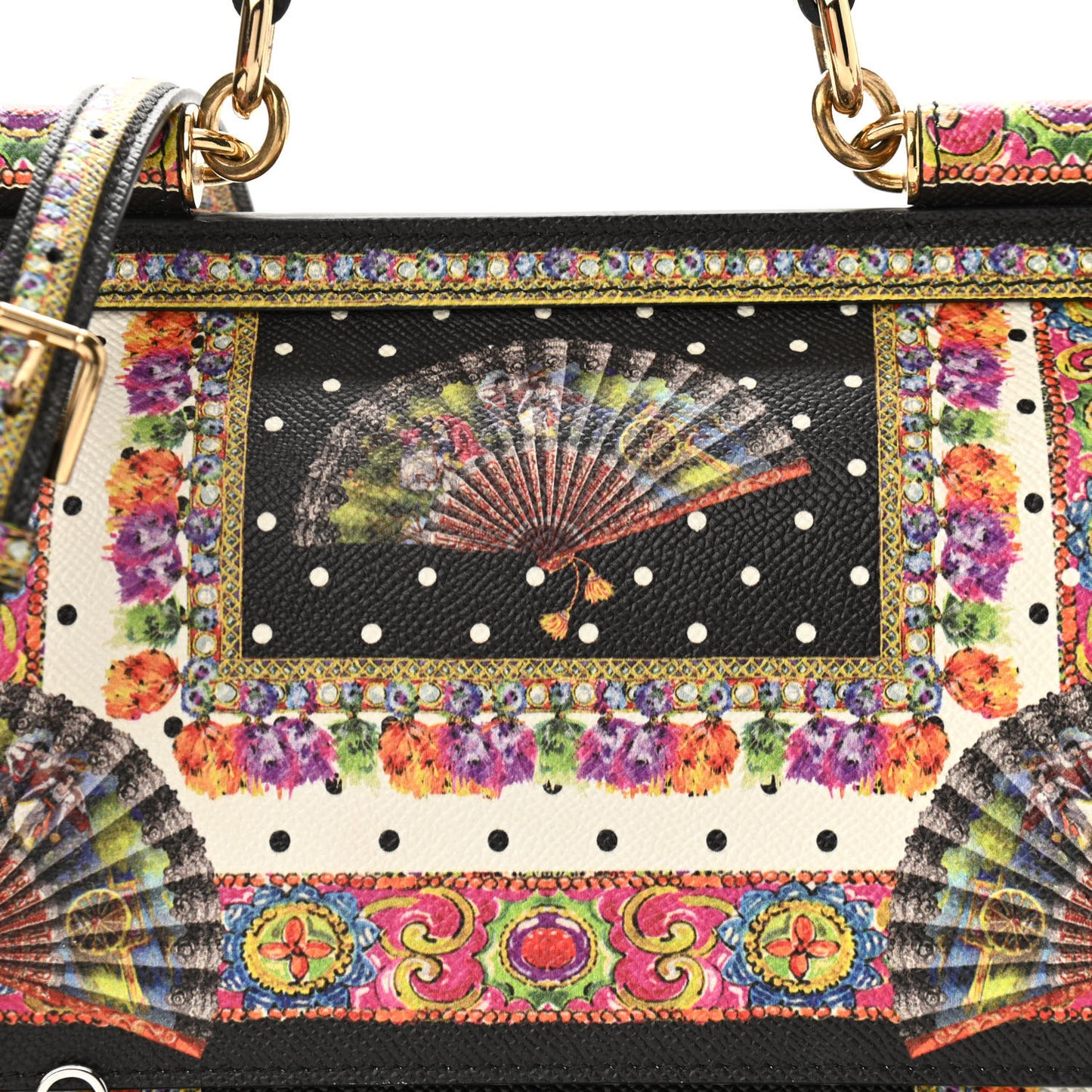 Dauphine Fan Foulard Medium Miss Sicily Satchel Black Multicolor