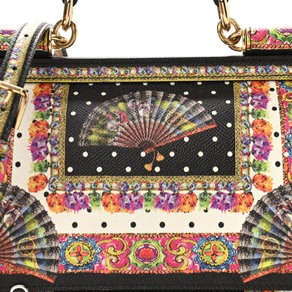 Dolce & Gabbana Dauphine Fan Foulard Medium Miss Sicily Satchel Black Multicolor 7 of 17