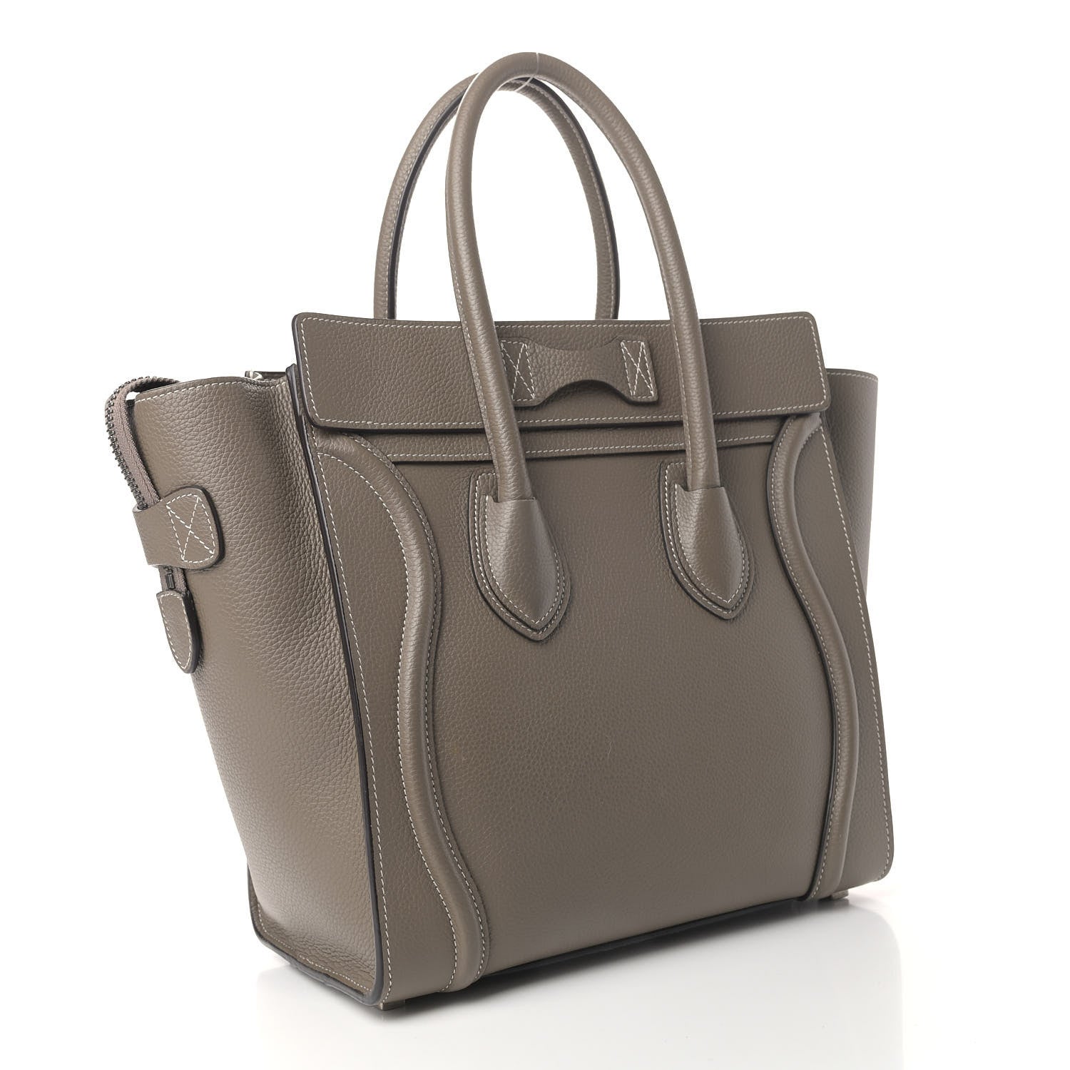 Celine Drummed Calfskin Micro Luggage Souris 2 of 4