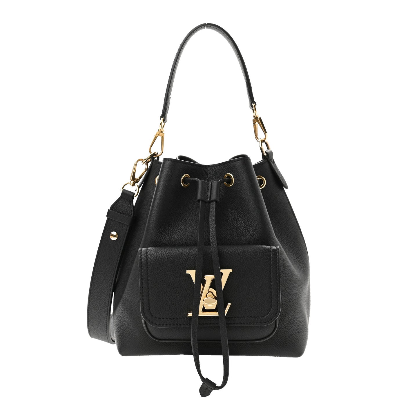 Calfskin Lockme Bucket MM Black