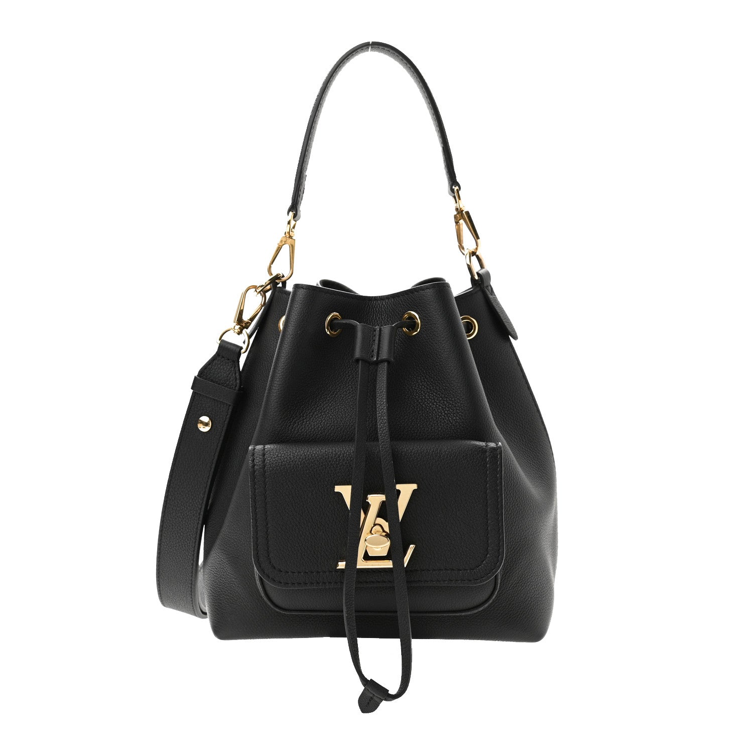 Louis Vuitton Calfskin Lockme Bucket MM Black 1 of 11