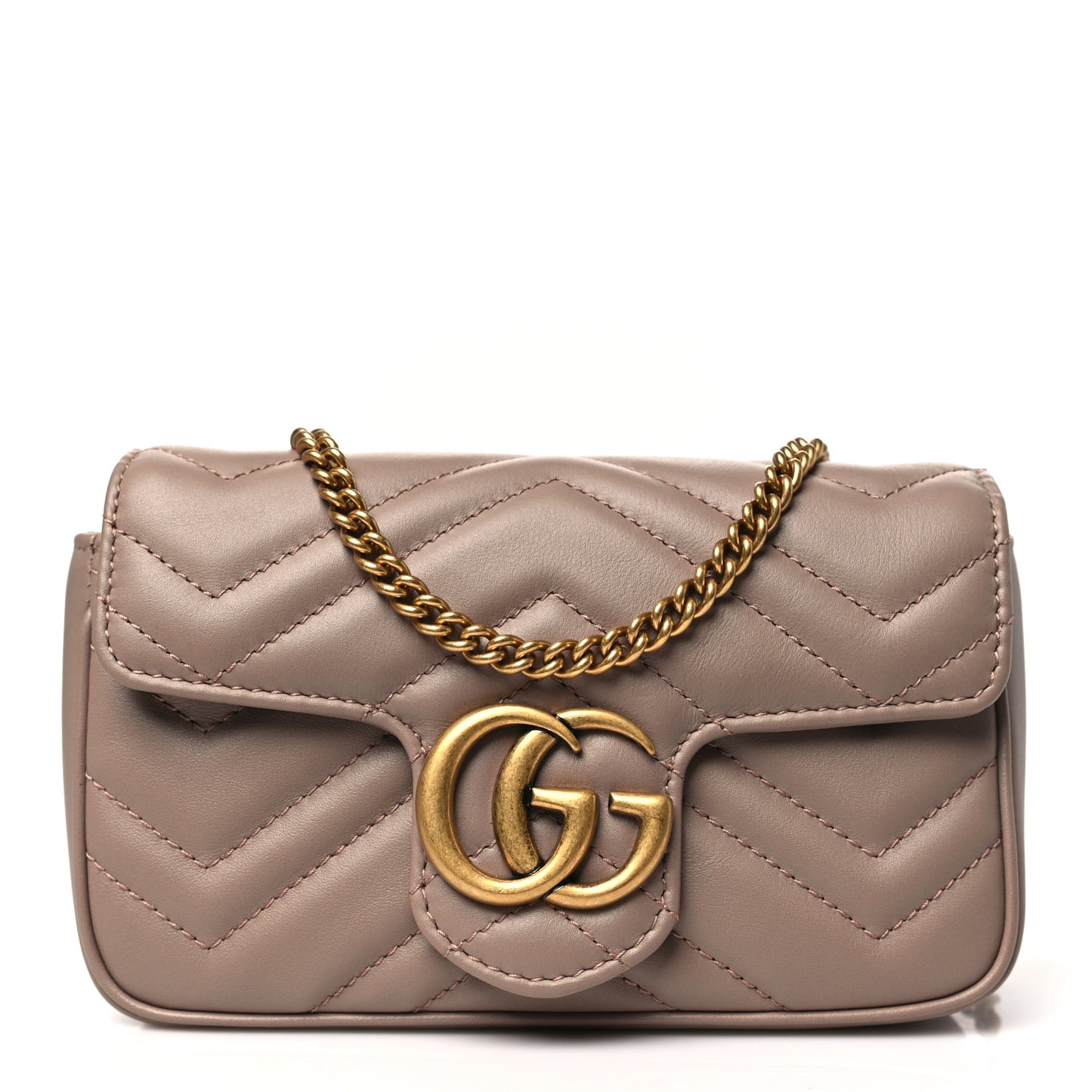 Calfskin Matelasse Super Mini GG Marmont Shoulder Bag Porcelain Rose