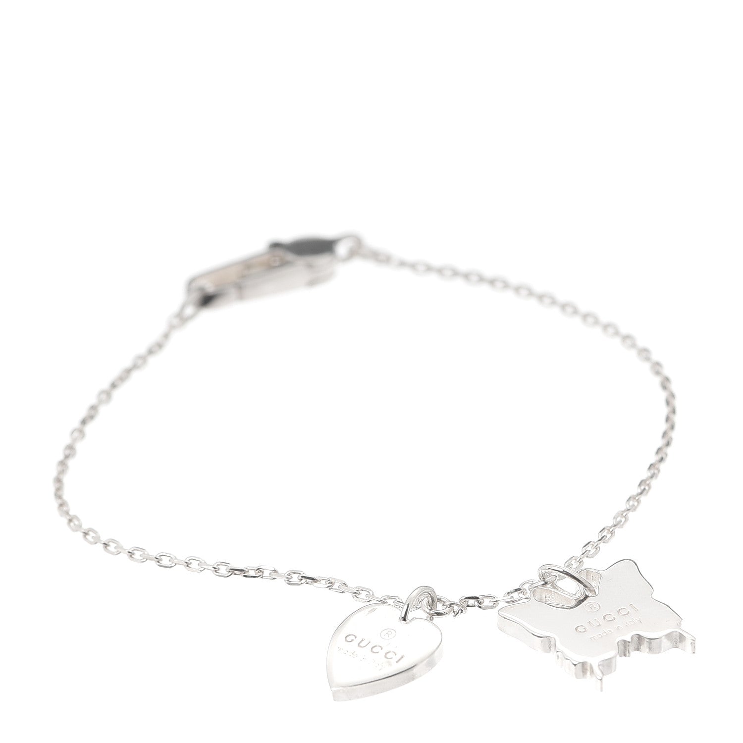 Gucci Sterling Silver Trademark Heart Butterfly Bracelet 1 of 4