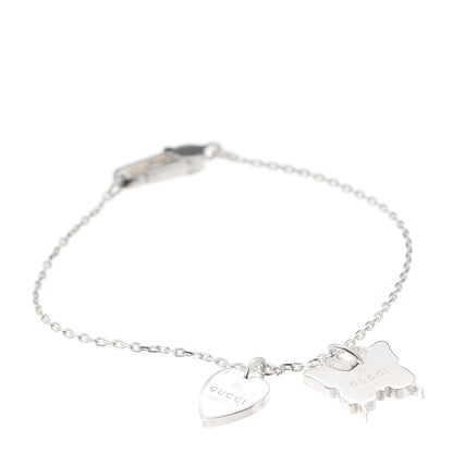 Gucci Sterling Silver Trademark Heart Butterfly Bracelet 1 of 4
