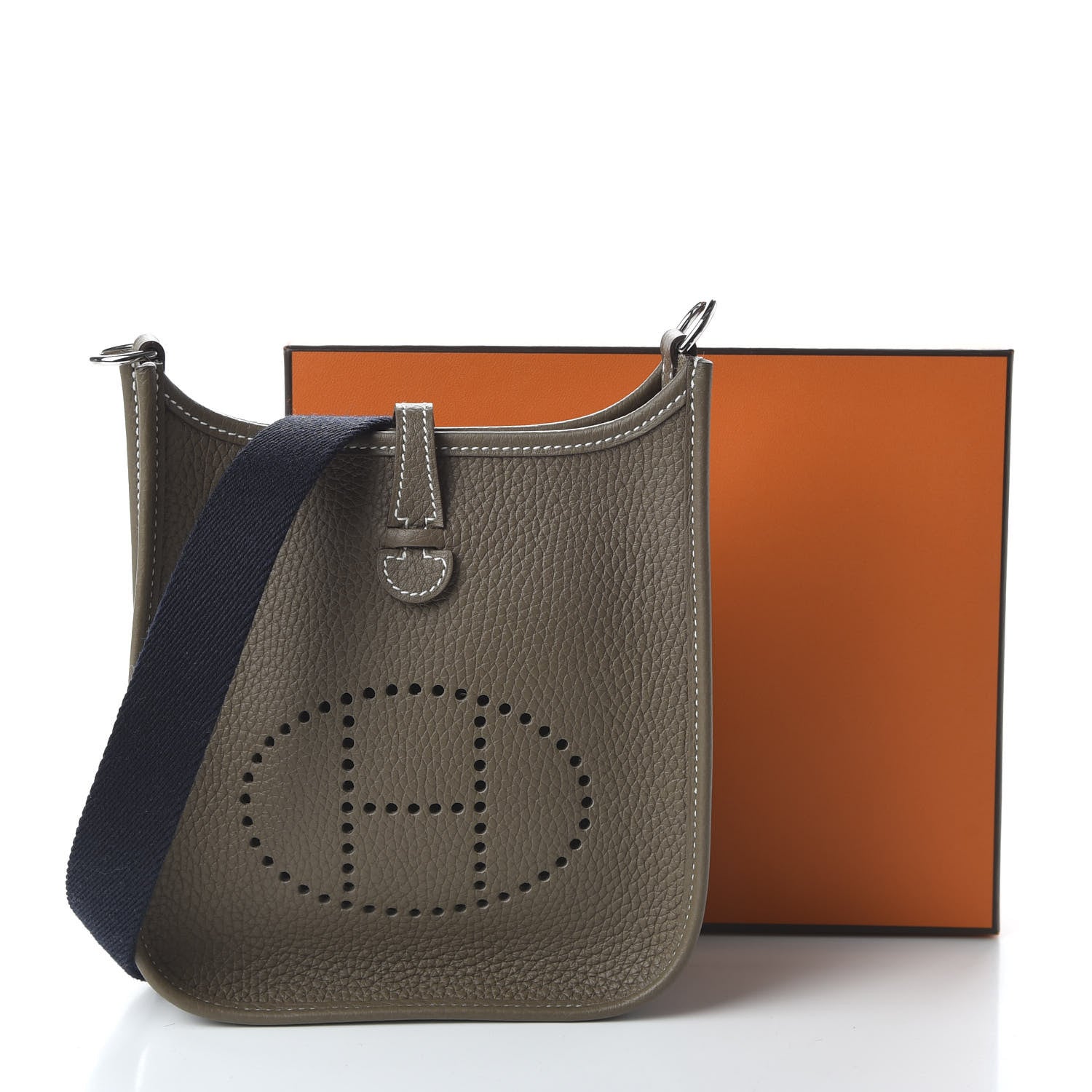 Hermes Taurillon Clemence Amazone Evelyne TPM Etoupe Bleu Indigo 10 of 10