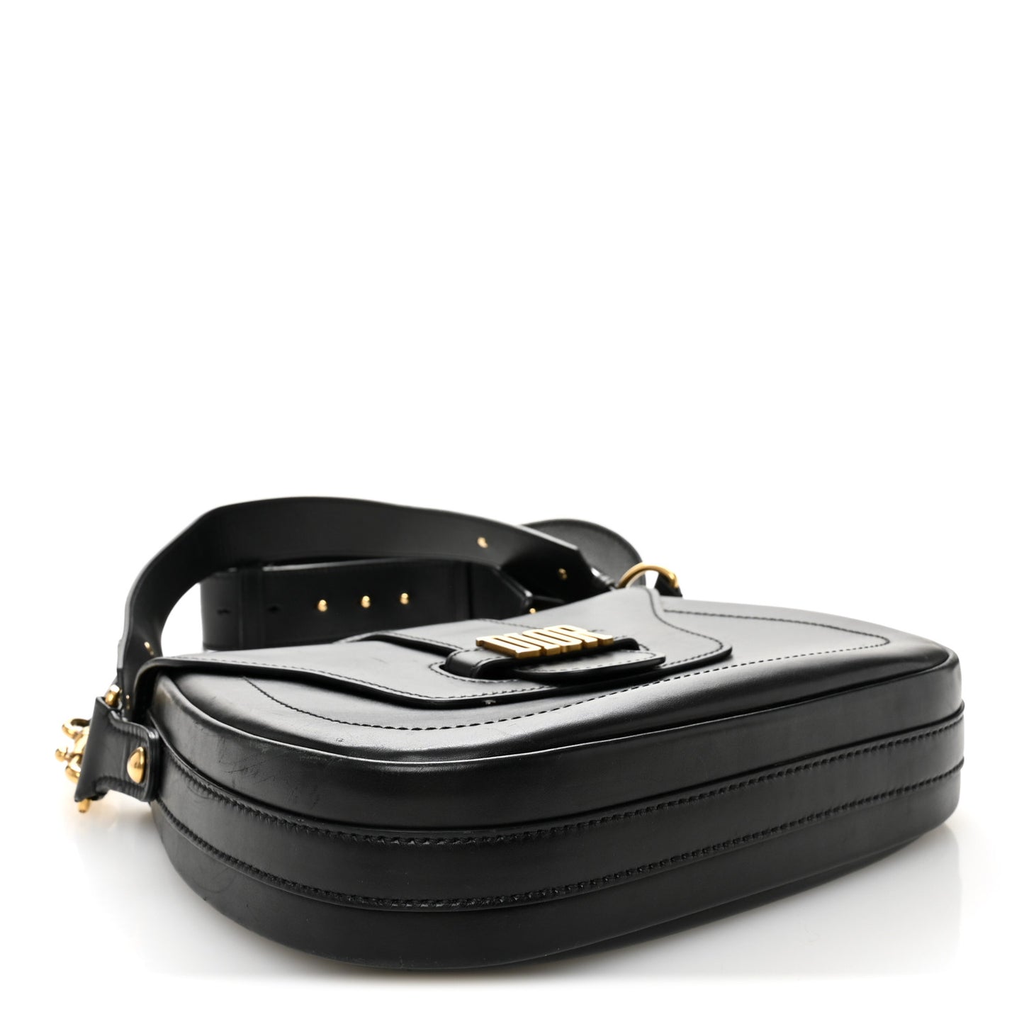 Calfskin D Fence Saddle Bag Black