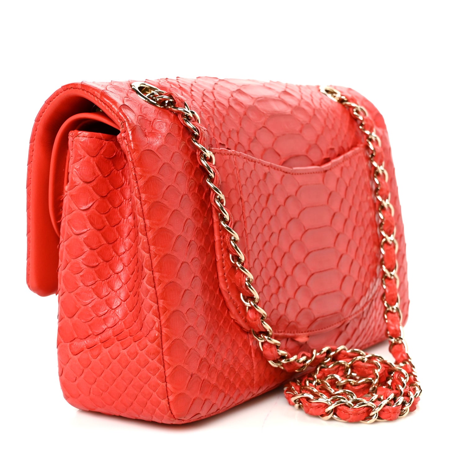 Snakeskin Medium Double Flap Red