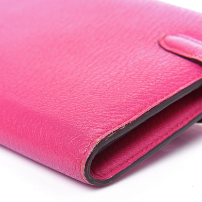 Hermes Chevre Mysore Kelly Longue Wallet Rose Shocking 16 of 21