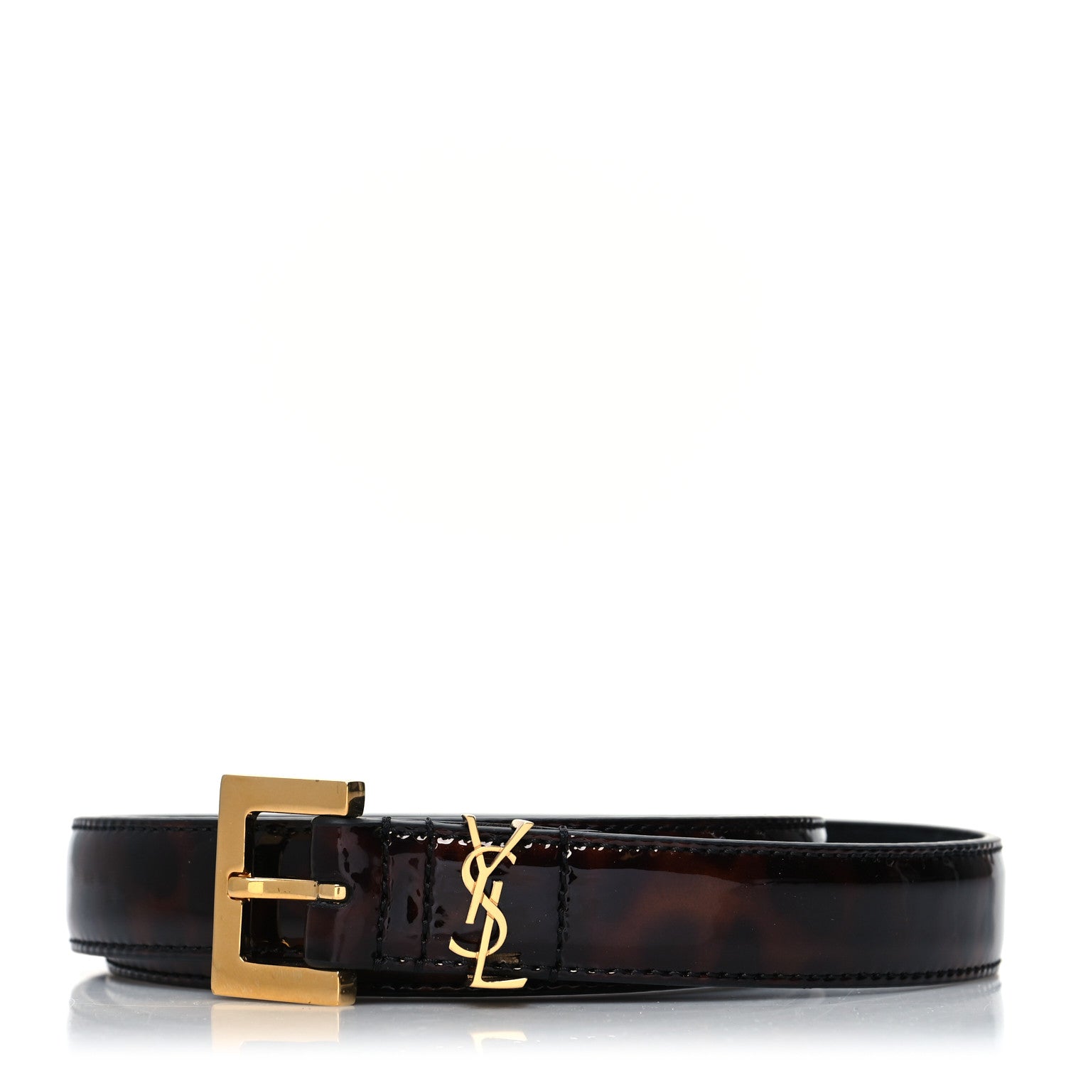 Saint Laurent Patent Monogram Square Buckle Belt 85 34 Tortoiseshell 1 of 6