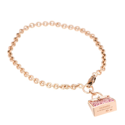 Hermes 18K Rose Gold Pink Sapphire Kelly Amulettes Bracelet ST 1 of 5