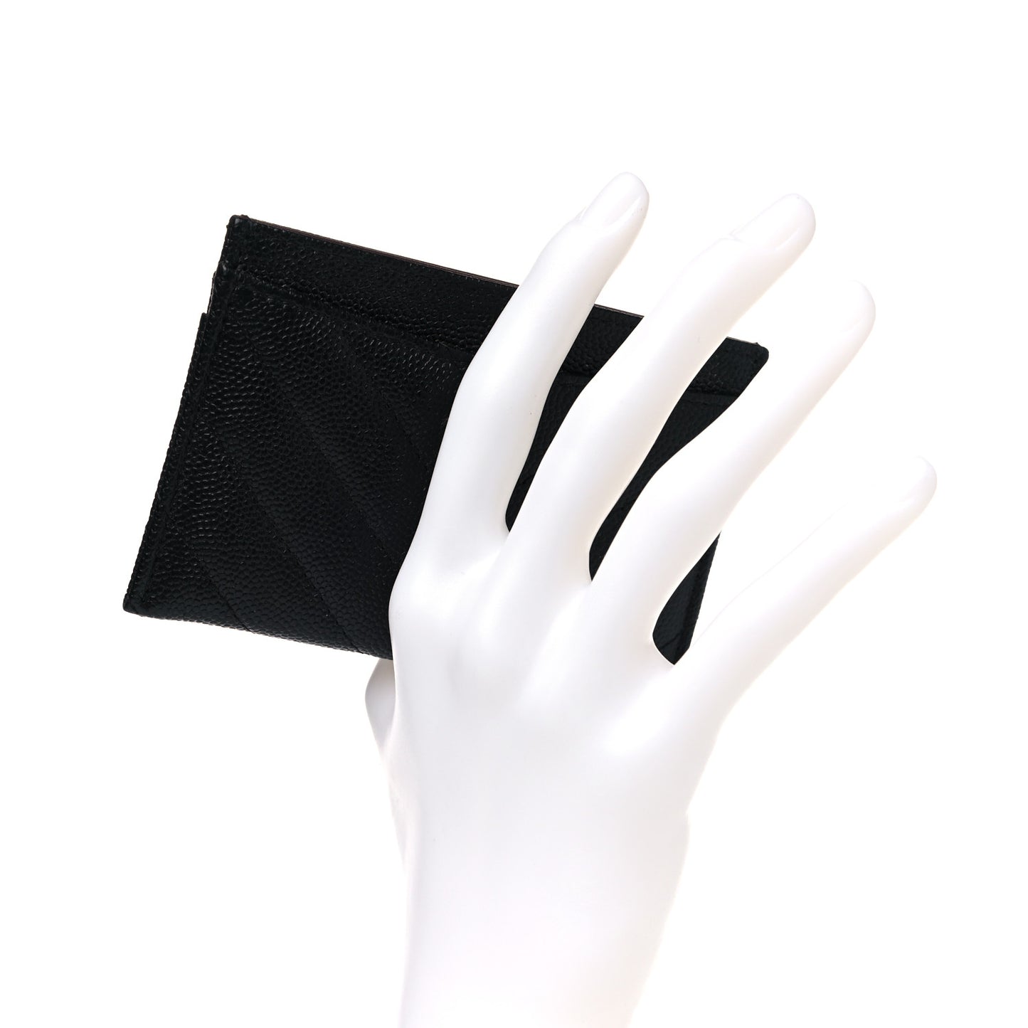 Caviar Chevron Quilted Card Holder Black
