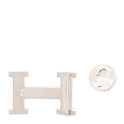Hermes Palladium Martelee 32mm H Belt Buckle Silver 2 of 4