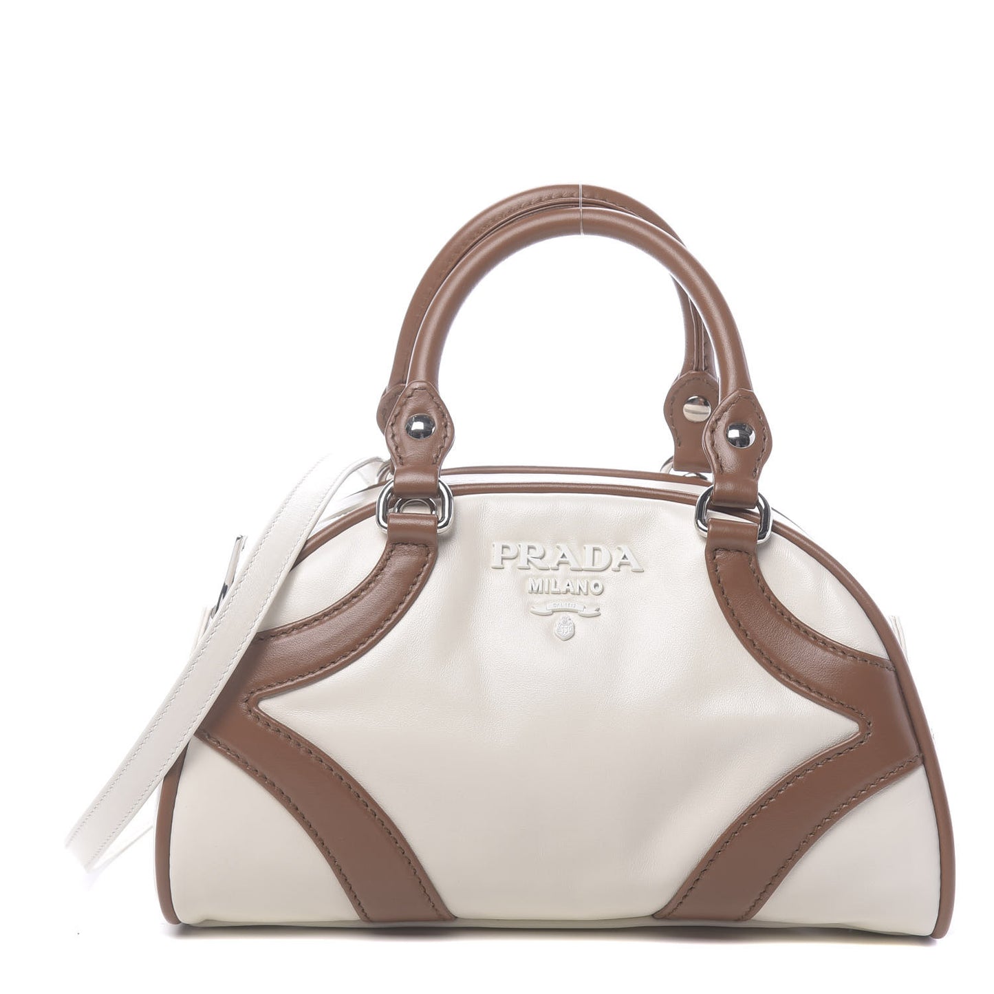 Soft Calfskin Bowling Bag Bianco Cognac