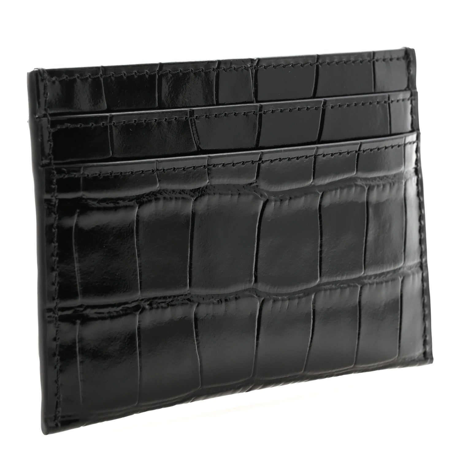 Chanel Calfskin Crocodile Embossed Crococo Card Holder Black 3 of 8