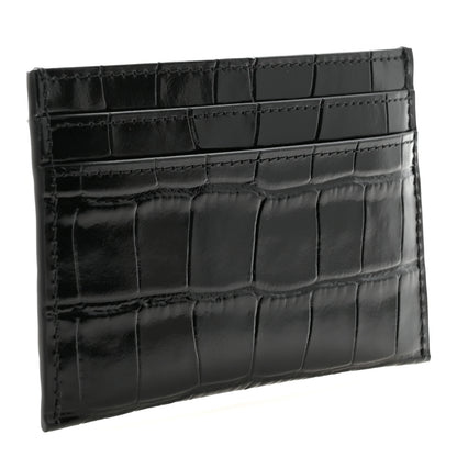 Chanel Calfskin Crocodile Embossed Crococo Card Holder Black 3 of 8