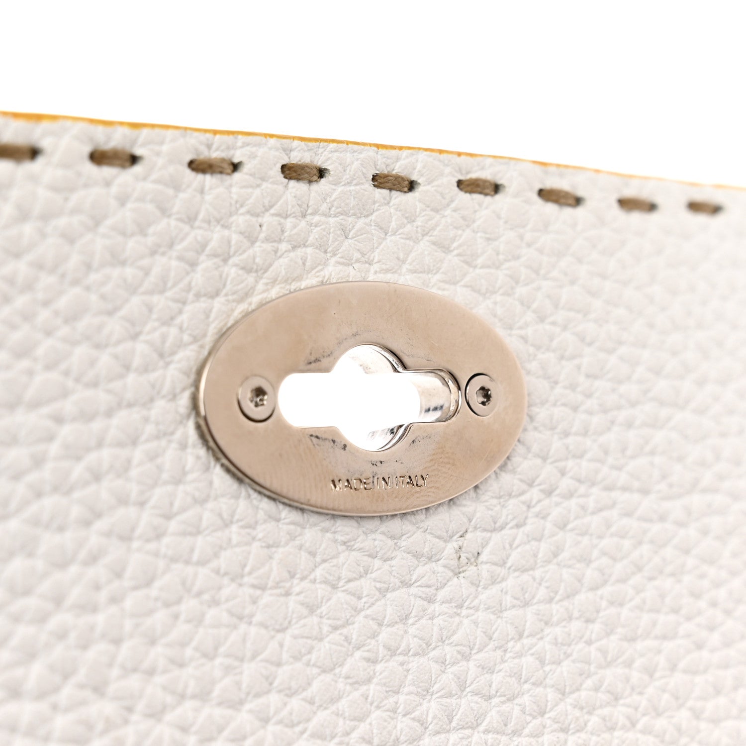 Fendi Cuoio Romano Selleria Bi-Color Clutch Sunflower White 10 of 11