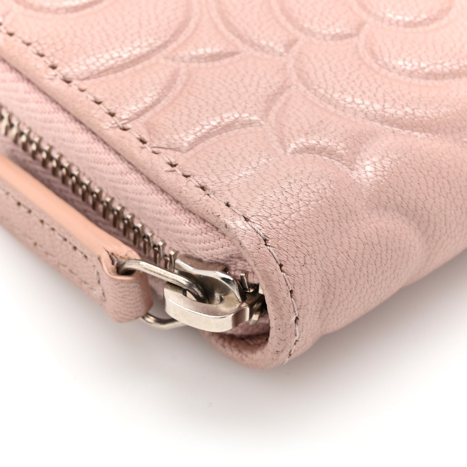 Chanel Caviar Camellia Embossed Medium Zip Around Wallet Light Pink 11 of 11