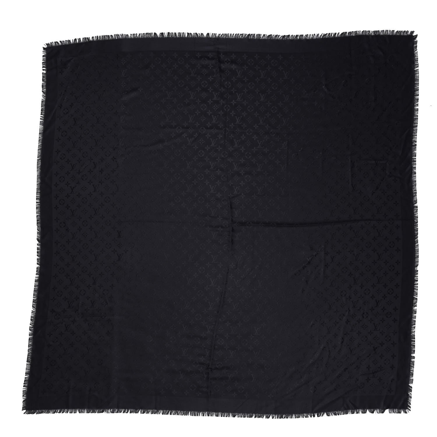 Louis Vuitton Silk Wool Monogram Shawl Black 1 of 4