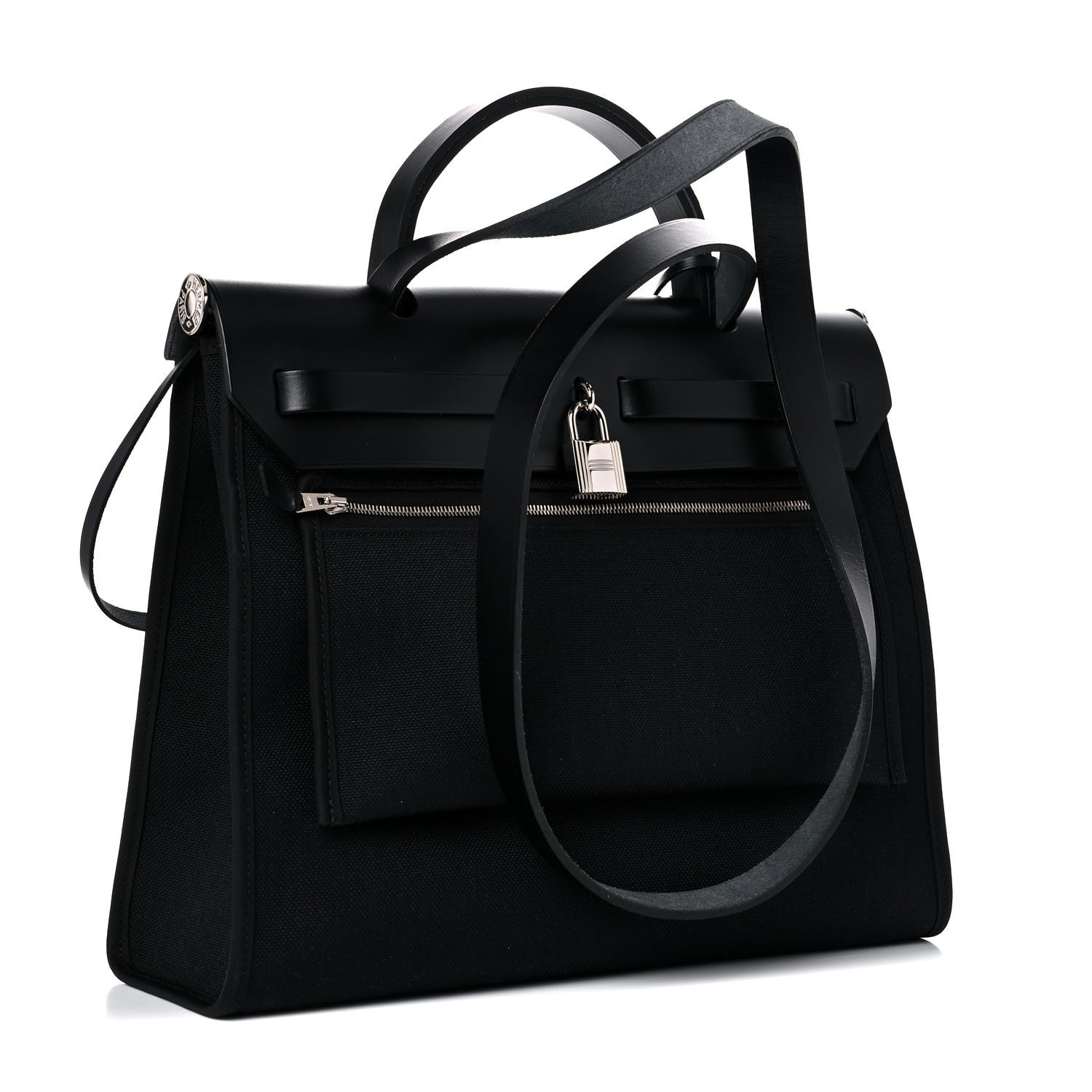Hermes Military Toile Vache Hunter Herbag Zip PM 31 Black 3 of 10