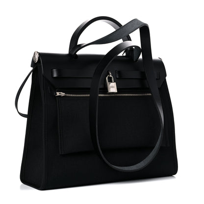 Hermes Military Toile Vache Hunter Herbag Zip PM 31 Black 3 of 10