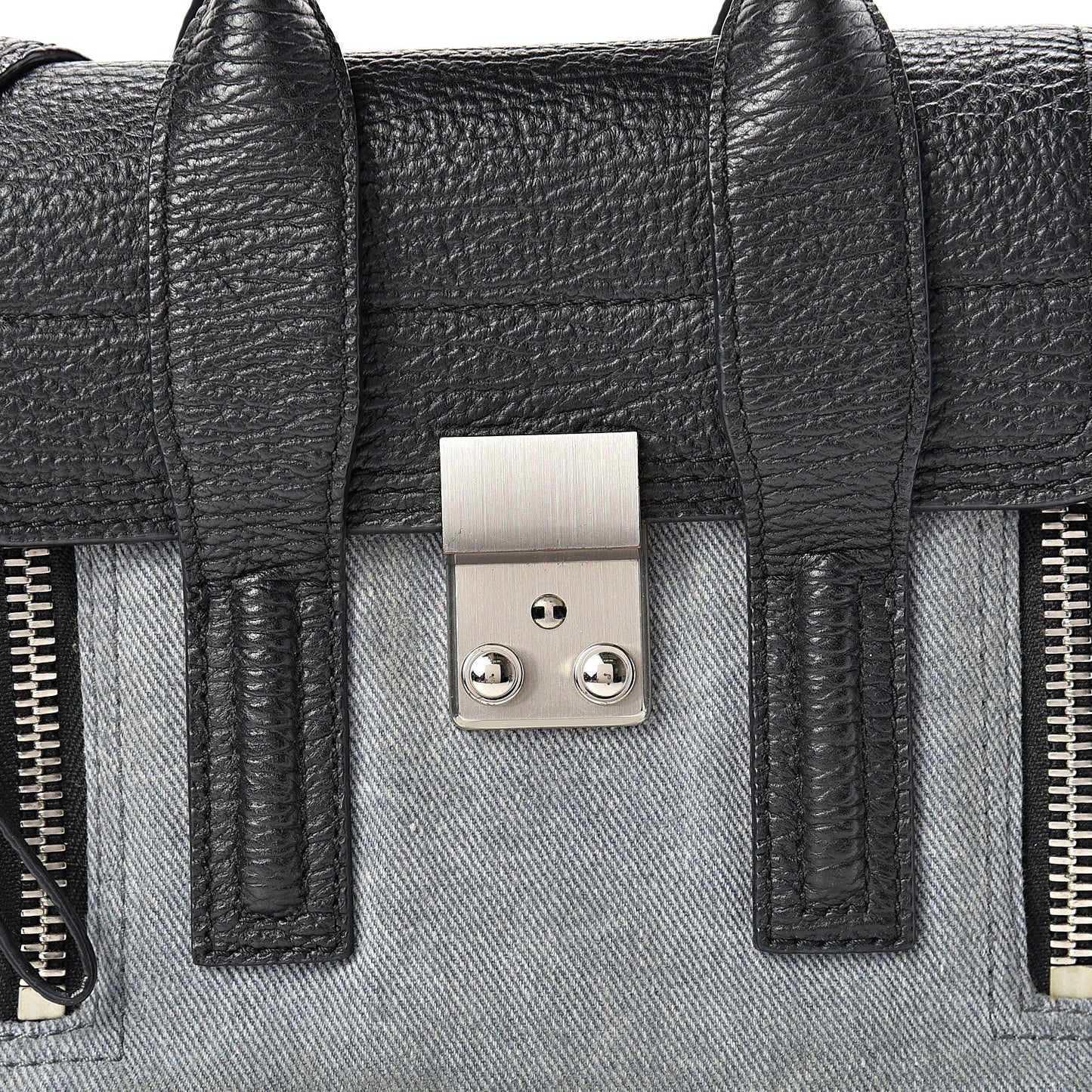 3.1 Textured Calfskin Denim Mini Pashli Satchel Black