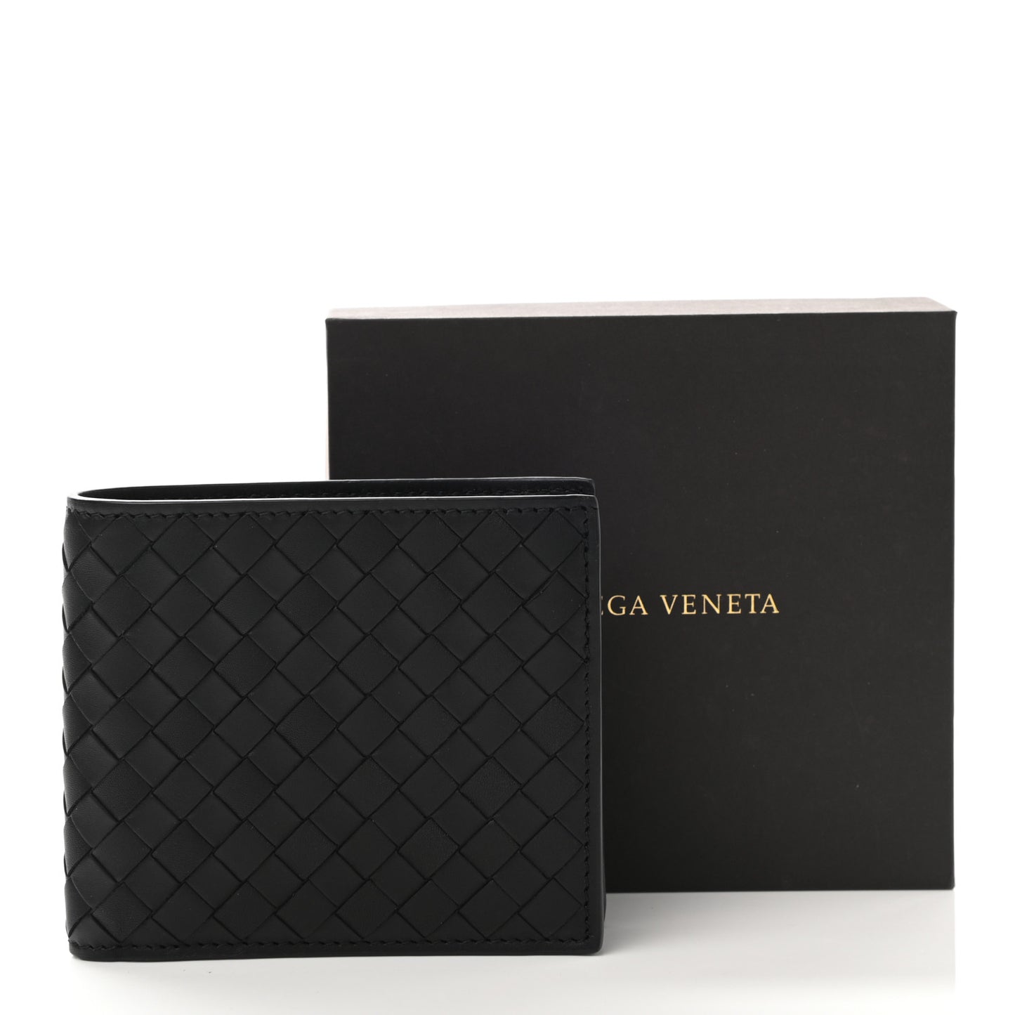 Nappa Intrecciato Bi-Fold Wallet Black
