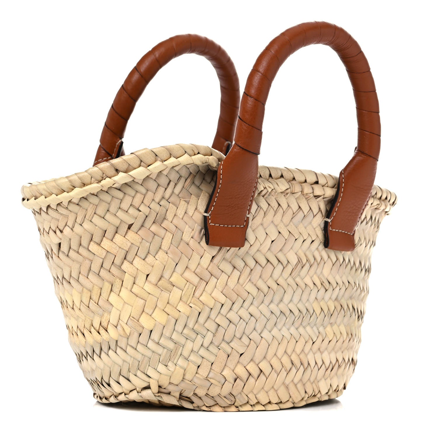 Chloe Raffia Small Grain Calfskin Mini Marcie Basket Tan 1 of 7