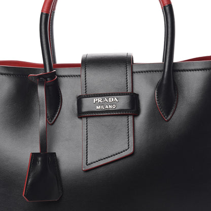 Prada Soft Calfskin Shopping Tote Black Fuoco 8 of 10