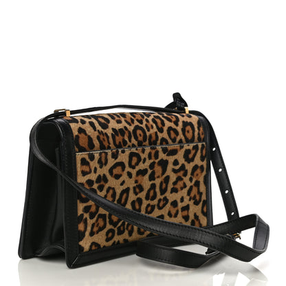 Loewe Calfskin Pony Hair Leopard Print Medium Barcelona Shoulder Bag Black 2 of 11