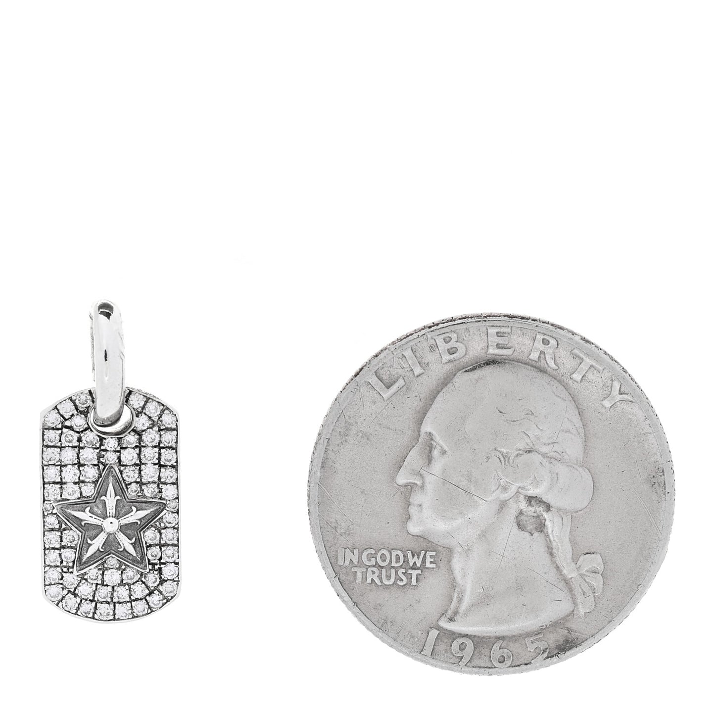 Sterling Silver Diamond Tiny Star Dog Tag Pave Charm