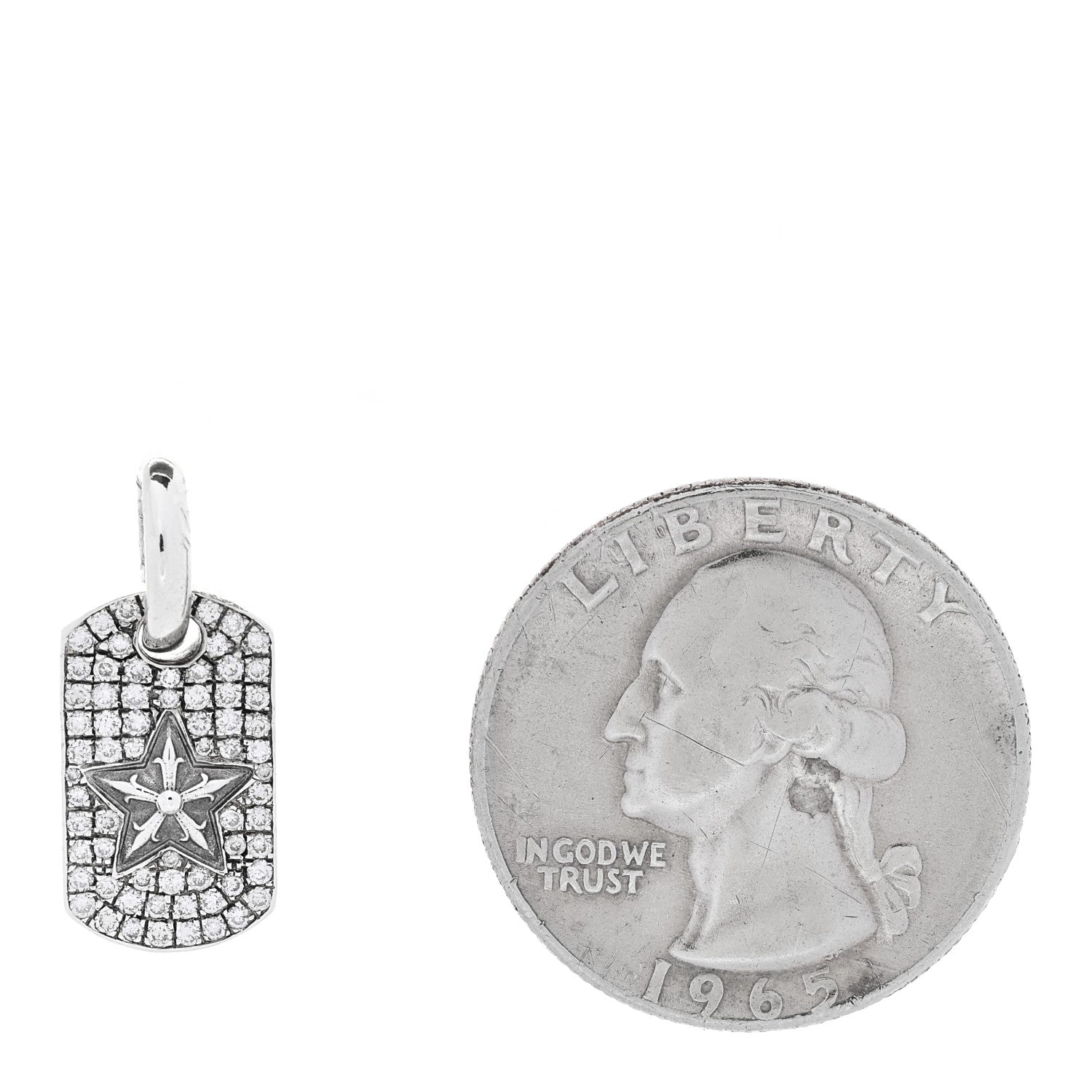 Chrome Hearts Sterling Silver Diamond Tiny Star Dog Tag Pave Charm 2 of 6
