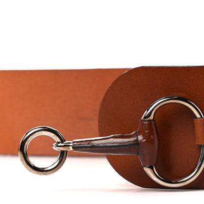 Gucci Calfskin Horsebit Wide Belt 90 36 Brown 3 of 4