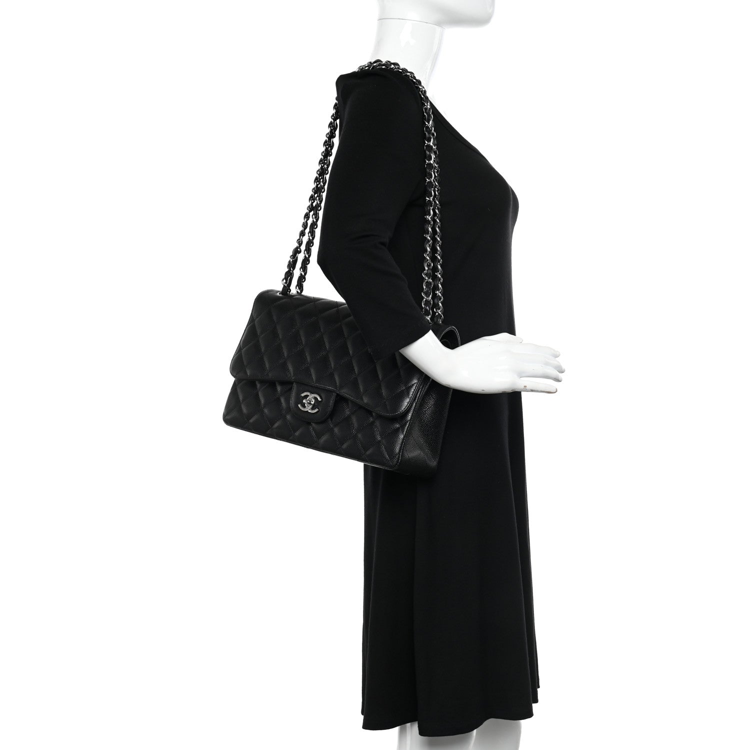 Chanel Caviar Quilted Jumbo Double Flap Black 2 of 15