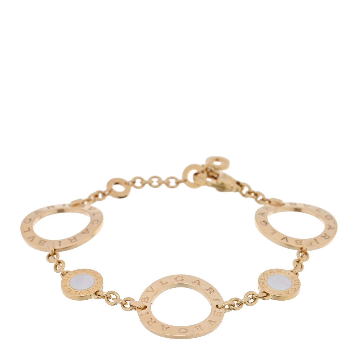 18K Yellow Gold Mother of Pearl Signature Chain Bracelet