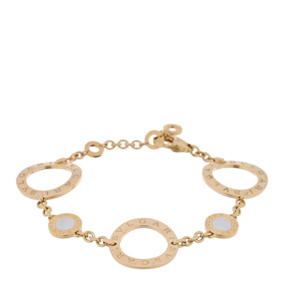 Bulgari 18K Yellow Gold Mother of Pearl Signature Chain Bracelet 1 of 3